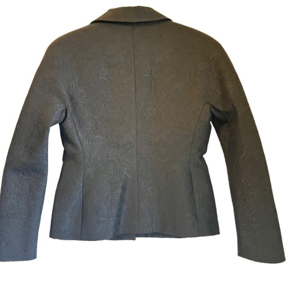 Vintage Black Jacquard Blazer Sz 6 Button Front Paisley Pattern Classic - Picture 4 of 5